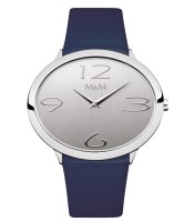 M&M Damen-Armbanduhr Ovaltime dunkelblau-silber Analog Quarz