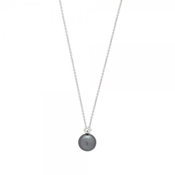 Xenox Halskette mit schwarzer Perle und Zirkonia