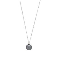 Xenox Halskette mit schwarzer Perle und Zirkonia