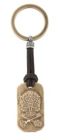 Platadepalo SKULL Schlüsselring - Leder, Silber und Bronze