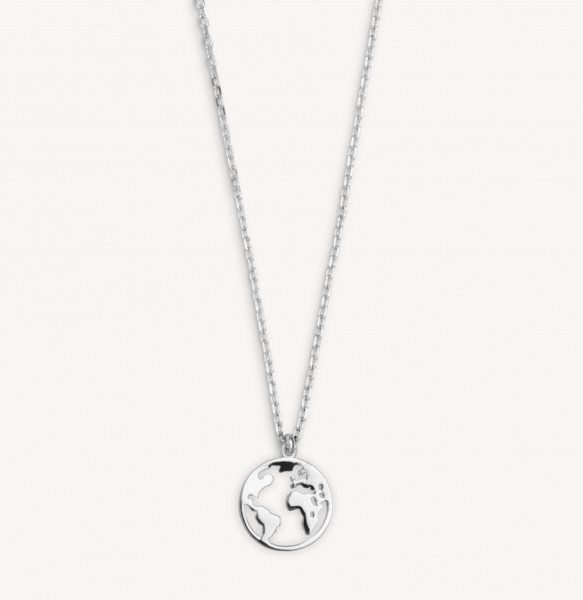Xenox Silber Wanderlust - Halskette, Silber, Weltkugel