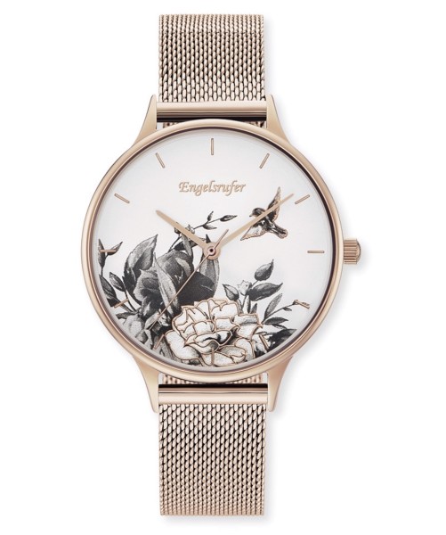 Engelsrufer Uhr Blume - Edelstahl Rosé - Mesh Armband Rosé